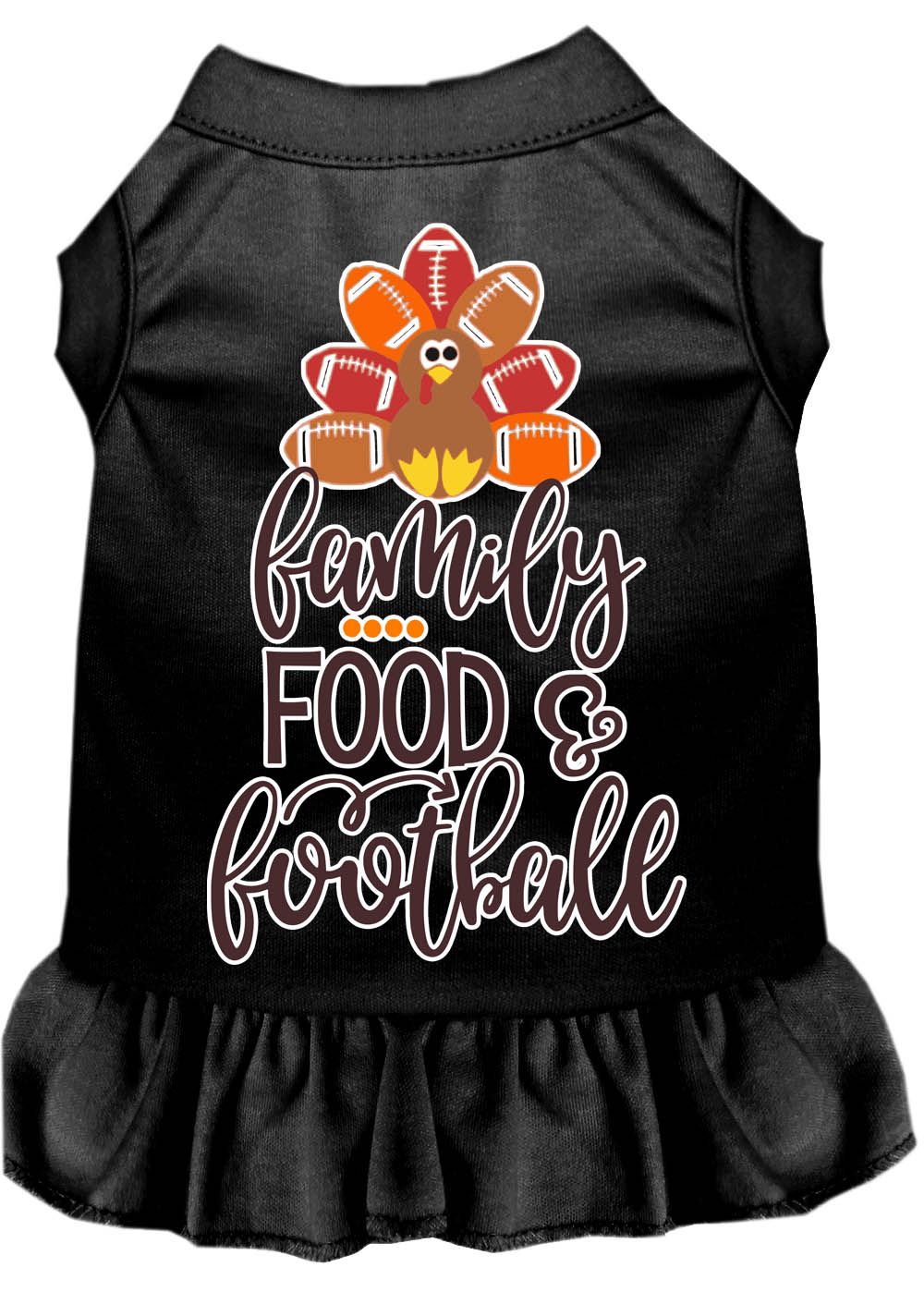 Family, Food, and Football Screen Print Dog Dress Black Lg